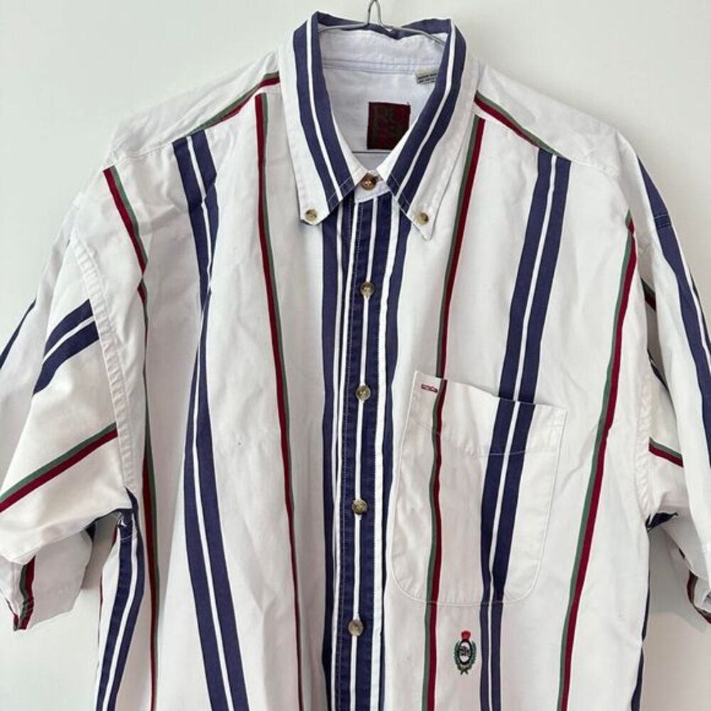 Vintage RUFI Striped Short Sleeve Button Down Shirt Size L - Picture 2 of 7